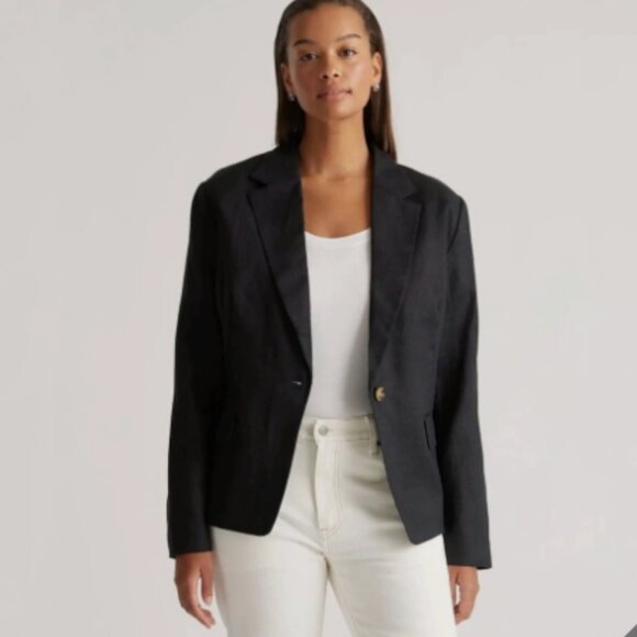 Quince 100% European Linen Structured Blazer in Black Size Small - Picture 1 of 6